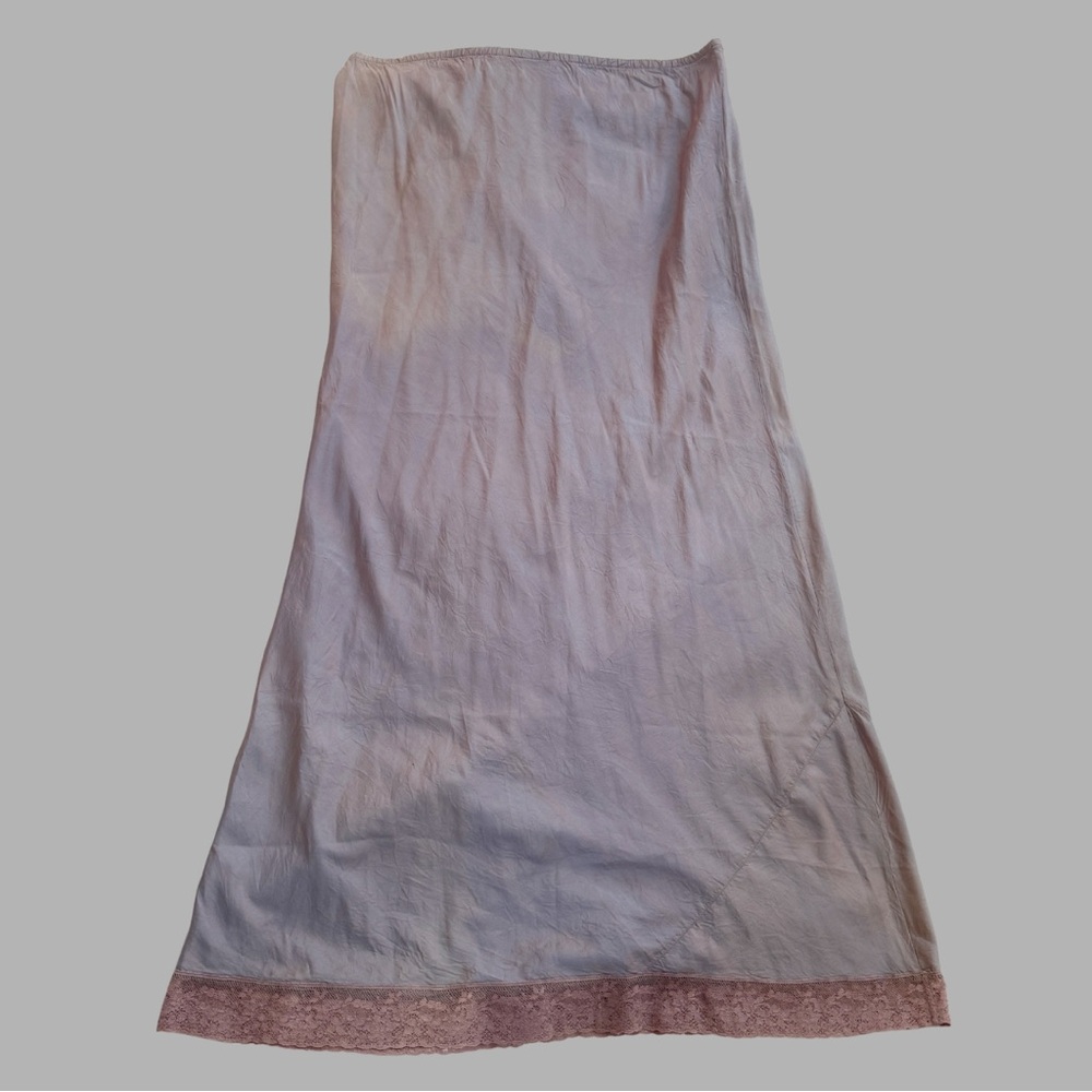 Vintage Y2K Dosa Silk Slip Skirt with Lace Trim - Picture 8 of 9